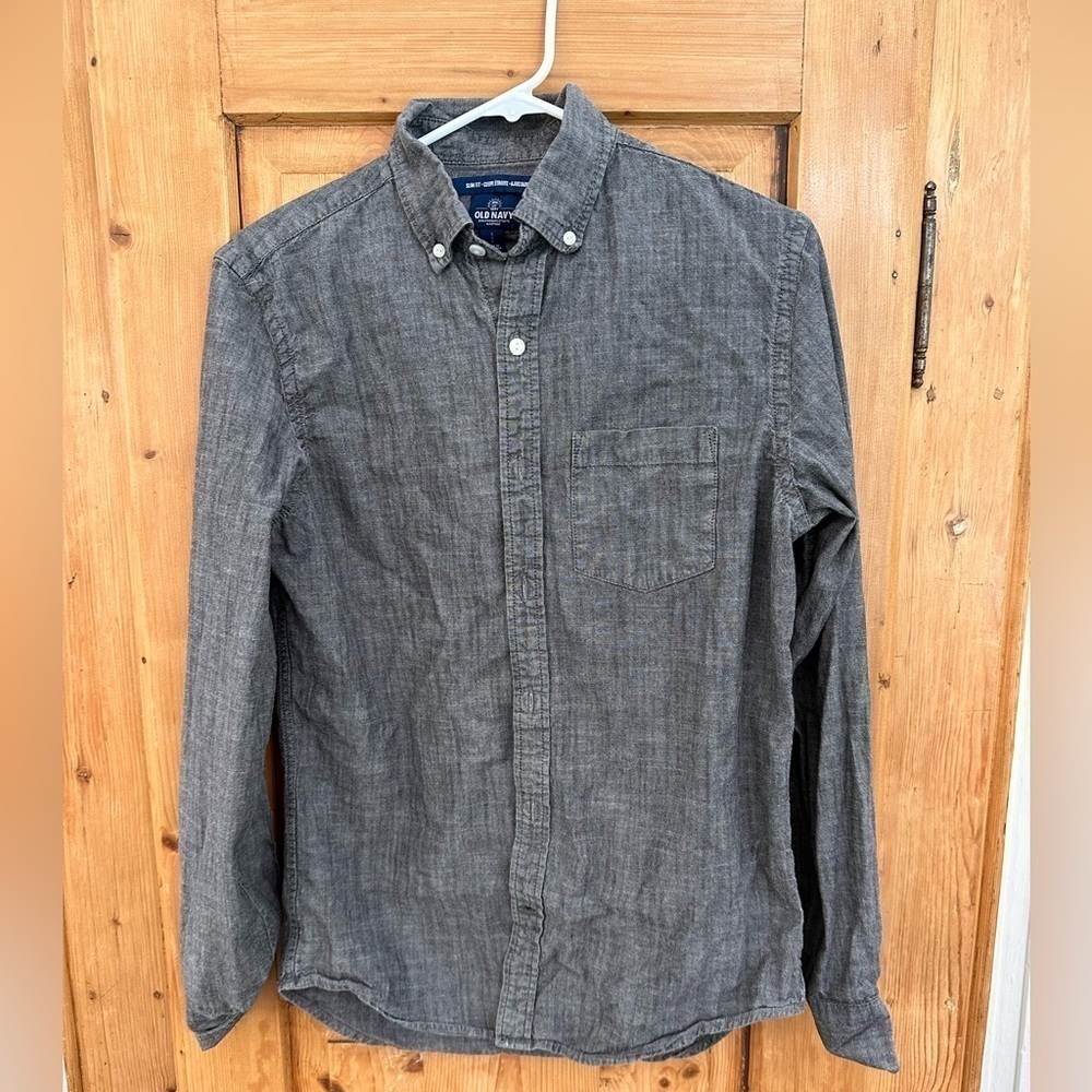 Men’s Old Navy Shirt Button-Up, Long Sleeve, Size Small, Chambray Gray